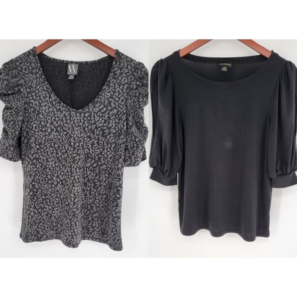 Worthington 2 piece Career Blouse Bundle Black Gray Women's XS